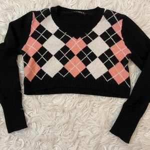 Size 4 Cropped Black & Pink Sweater